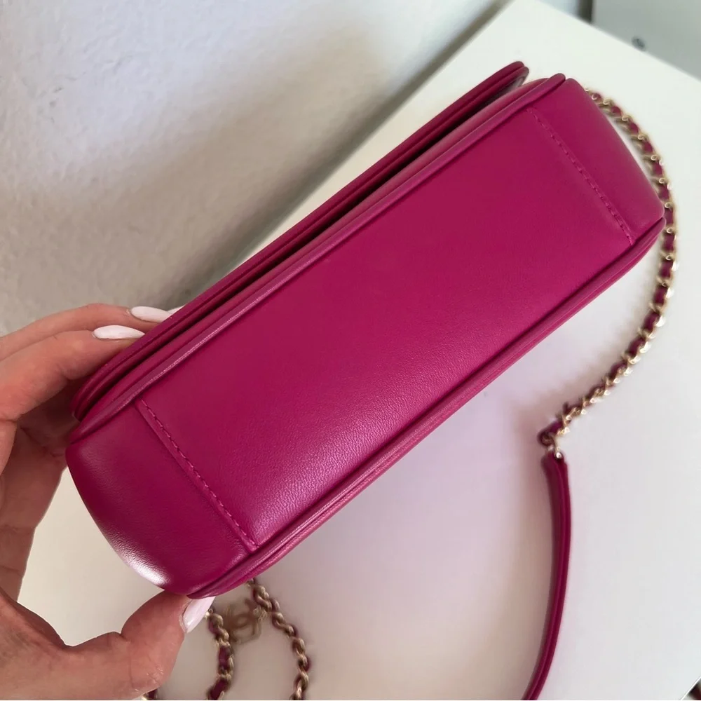 Chanel Lambskin CC Mania Flap Bag in Pink